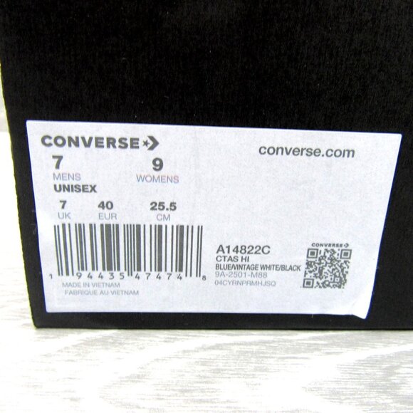 Converse CTAS HI Women's Size 9 Patchwork Denim Blue White Sneakers NEW - Picture 14 of 14